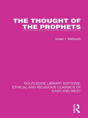 cover image of The Thought of the Prophets